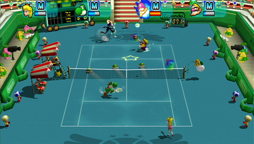 Mario power tennis GC on Wii U- Nintendont(Widescreen hack) 